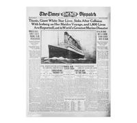 Artery8 Unframed Wall Art Newspaper Front Sheet Page Titanic Disaster 1912 Times Despatch - 12X16 Inch
