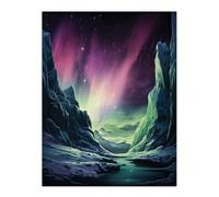 Artery8 Northern Lights Borealis Artwork Antarctica Southern Aurora Australis Unframed Wall Art Print Poster Home Decor Premium | Size: W12" x H16" Artery8 Multicolor W12" x H16"