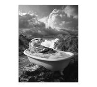 Artery8 Unframed Wall Art Otter Bath Riverbank Bathtub Bubble Bath Surreal - 12X16 Inch