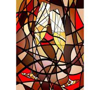 Artery8 Unframed Wall Art Painting Abstract Mosaic Pattern Champagne Glasses Stained Glass - 12X16 Inch