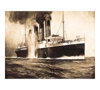 Artery8 Unframed Wall Art Painting Drawing Lusitania Torpedo Disaster Uboat War Wwi - 12X16 Inch