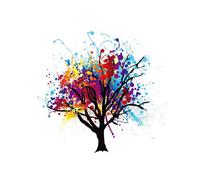 Wee Blue Coo Painting Illustration Abstract Colourful Tree Splash Art Print Poster Wall Decor 12X16 Inch