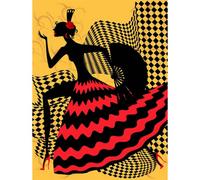 Artery8 Unframed Wall Art Painting Illustration Spanish Flamenco Dancer Design - 12X16 Inch