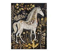 Artery8 Unframed Wall Art Patterned Horse Woodland Forest Rustic Folk - 12X16 Inch