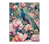 Artery8 Unframed Wall Art Peacock Bird Cherry Blossom Flower Tree Design - 12X16 Inch