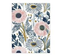 Artery8 Pink Blue Aster Wildflowers Bright Floral Design Wall Art Print | Size: W12" x H16" Artery8 Blue W12" x H16"