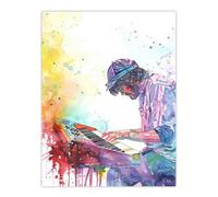 Artery8 Unframed Wall Art Rainbow Modern Watercolour Keyboard Music - 12X16 Inch