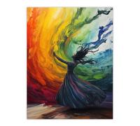 Artery8 Unframed Wall Art Rainbow Rhapsody Dance Colourful Conceptual - 12X16 Inch