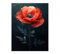 Artery8 Wall Art Print Realistic Red Poppy Painting Dramatic & Bold Poster | Size: W12" x H16" Artery8 Red W12" x H16"