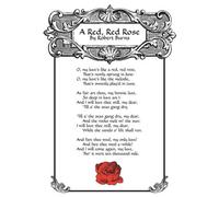 Artery8 Unframed Wall Art Red Red Rose Robert Burns Scotland Edinburgh Typography - 12X16 Inch