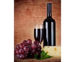 Artery8 Unframed Wall Art Red Wine Glass Cheese Grapes Kitchen - 12X16 Inch