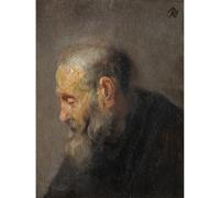 Artery8 Unframed Wall Art Rembrandt Study Old Man Profile Painting - 12X16 Inch