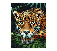 Artery8 Unframed Wall Art Resting Jaguar In Lush Jungle Animal Portrait - 12X16 Inch
