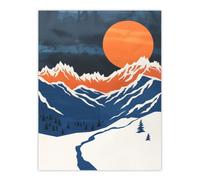Artery8 Rocky Mountains Winter Landscape Modern Abstract Wall Art Print in Orange | Size: W12" x H16" Artery8 Orange W12" x H16"