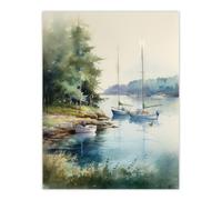 Artery8 Unframed Wall Art Sailboat Watercolour Study River Thames 1967 - 12X16 Inch