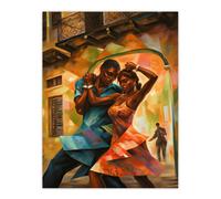 Artery8 Unframed Wall Art Salsa Cuban Street Dance Colourful Dancing Painting Rhythm Body Energy Theatre Arts - 12X16 Inch