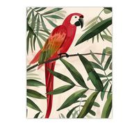 Artery8 Unframed Wall Art Scarlet Macaw Parrot On Tropical Tree Branch - 12X16 Inch