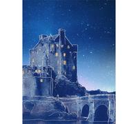 Artery8 Unframed Wall Art Scotland Eilean Donan Night - 12X16 Inch