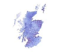 Artery8 Unframed Wall Art Scotland Tartan Map Blue - 12X16 Inch