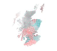 Artery8 Unframed Wall Art Scotland Tartan Map Pink - 12X16 Inch