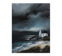 Artery8 Unframed Wall Art Scottish Coastal Cottage Painting Timeless - 12X16 Inch