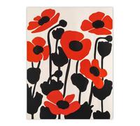 Artery8 Simple Poppy Flowers in Bloom Graphic Design Wall Art Print in Red | Size: W12" x H16" Artery8 Red W12" x H16"