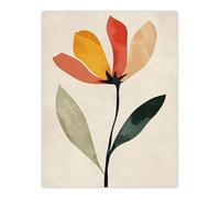 Artery8 Wall Art Print Single Flower Simple Abstract Bright Painting Poster in Beige | Size: W12" x H16" Artery8 Beige W12" x H16"