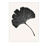 Artery8 Single Ginkgo Leaf Bold Black on White Painting Wall Art Print | Size: W12" x H16" Artery8 Black W12" x H16"