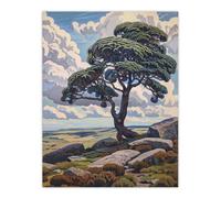 Artery8 Unframed Wall Art Single Tree Dartmoor Devon Landscape England - 12X16 Inch