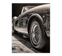Artery8 Sleek & Sporty Hyper Realistic Graphite Drawing Sports Car Spoke Wheels Gift For Him Unframed Wall Art Print Poster Home Decor Premium Artery8 Multicolor W12" x H16"