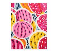 Artery8 Unframed Wall Art Sliced Dragon Fruit Kitchen Artwork Pink Orange Blue Vibrant Abstract Painting - 12X16 Inch