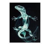 Artery8 Unframed Wall Art Smoke And Xray Effect Lizard Electric Blue - 12X16 Inch