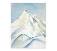 Artery8 Unframed Wall Art Snowcapped Mountain Painting Icy White Simple - 12X16 Inch