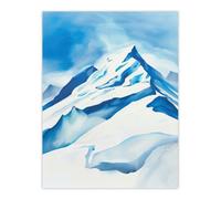Artery8 Unframed Wall Art Snowcapped Mountain Summit Painting Icy Glacier - 12X16 Inch