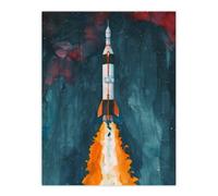 Artery8 Unframed Wall Art Space Apollo 11 Saturn V Rocket Launch Painting - 12X16 Inch