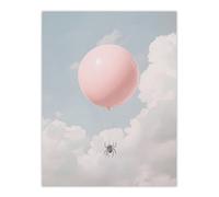 Artery8 Unframed Wall Art Spider Travel Floating In Sky With A Pink Balloon - 12X16 Inch