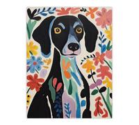 Artery8 Unframed Wall Art Springtime Sensory Overload Bright Dog Painting Henri Matisse Style Floral Pet Portrait - 12X16 Inch