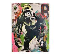Artery8 Standing Gorilla Street Graffiti Artwork Modern Wall Art Print | Size: W12" x H16" Artery8 Multicolor W12" x H16"