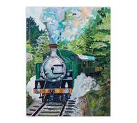 Artery8 Steam Engine Train Talyllyn Railway Snowdonia Wall Art Print in Green | Size: W12" x H16" Artery8 Green W12" x H16"