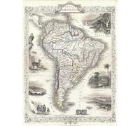 Artery8 Unframed Wall Art Tallis Map South America 1850 Vintage - 12X16 Inch