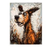 Artery8 Wall Art Print The Master Calls Artwork Fun Dog Painting By Tom Jones Poster | Size: W12" x H16" Artery8 Multicolor W12" x H16"