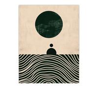 Artery8 Wall Art Print Tranquil Green Sea Abstract Calm Bauhaus Design Poster in Beige | Size: W12" x H16" Artery8 Beige W12" x H16"