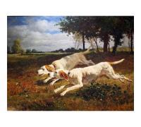 Artery8 Unframed Wall Art Troyon Running Dogs Painting - 12X16 Inch