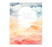 Artery8 Unframed Wall Art True Love Is Born From Understanding Buddhist Sun Clouds - 12X16 Inch