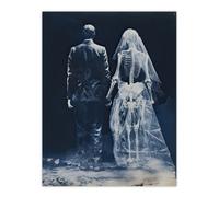 Artery8 Unframed Wall Art Until Death Do Us Part I Conceptual Cyanotype Picture - 12X16 Inch