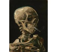 Artery8 Unframed Wall Art Van Gogh Head Skeleton Burning Cigarette - 12X16 Inch