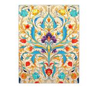 Artery8 Wall Art Print Vibrant Arabesque Flower Design Purple Orange Blue Ornate Symmetrical Floral Pattern Poster | Size: W12" x H16" Artery8 Multicolor W12" x H16"