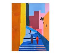 Artery8 Unframed Wall Art Walk Though Casablanca Abstract Morocco Painting - 12X16 Inch