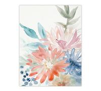 Artery8 Unframed Wall Art Watercolour Aster Flower Bouquet Boho Pastels - 12X16 Inch