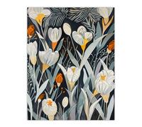 Artery8 White Crocus Flower Garden Artwork Dark Floral Wall Art Print in Blue | Size: W12" x H16" Artery8 Blue W12" x H16"